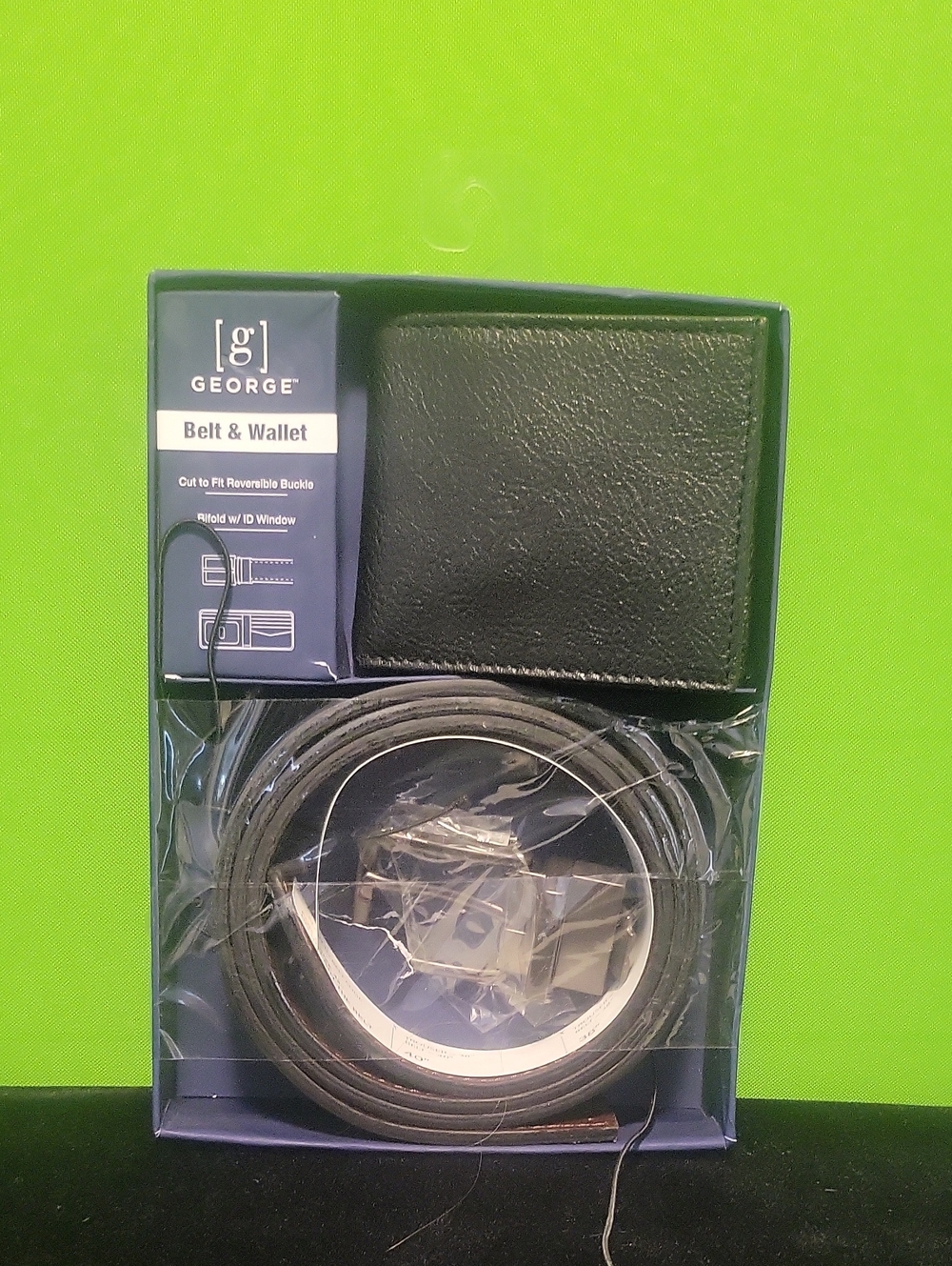 George Men’s Black Belt and Wallet Gift Set